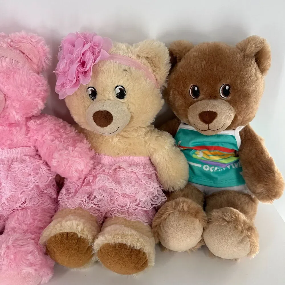 Build A Bear Pink Teddy Bear Plush Stuffed Animal BABW 16” Heart Nose Cute - Picture 13 of 14